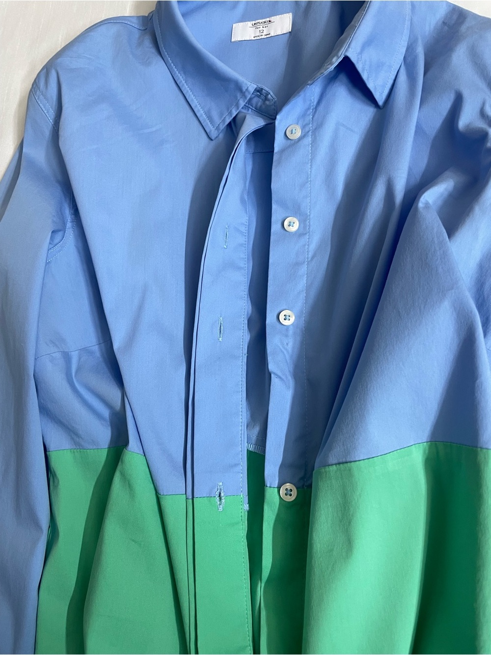 UNTUCKit Women's Stretch Cotton Colorblock Meryl Shirtdress Size 12 - Picture 6 of 16